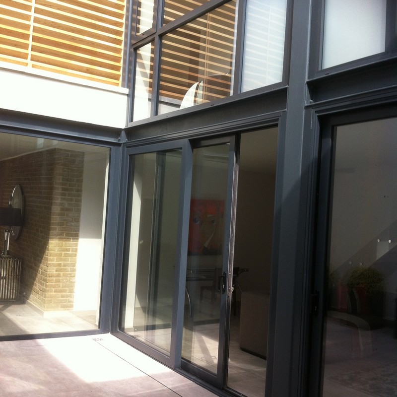 Anthracite aluminium sliding patio doors fitted in Kensal Green